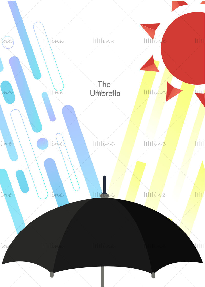 Afiș publicitar cu umbrelă. Stil creativ de design plat. vector, ilustrație, ilustrator eps