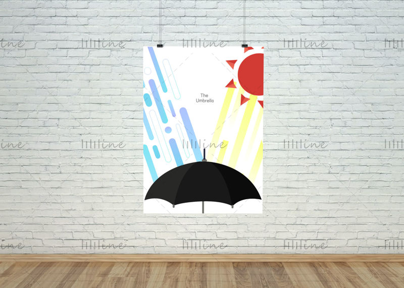 Afiș publicitar cu umbrelă. Stil creativ de design plat. vector, ilustrație, ilustrator eps