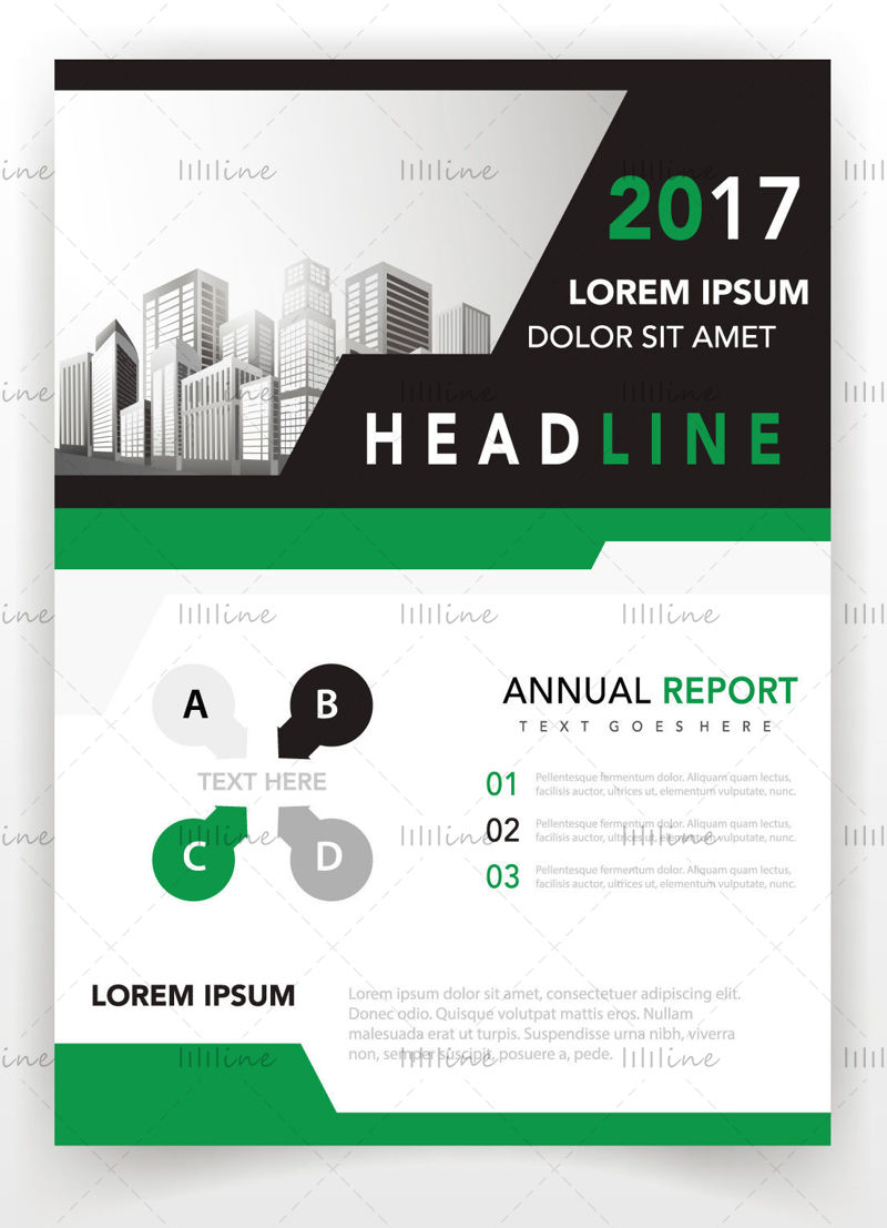 Figura geometrică verde coperta cărții poster broșură flyer vector