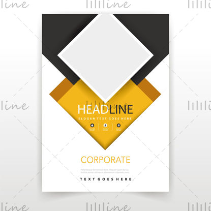 Black yellow geometric cover flyer vector template