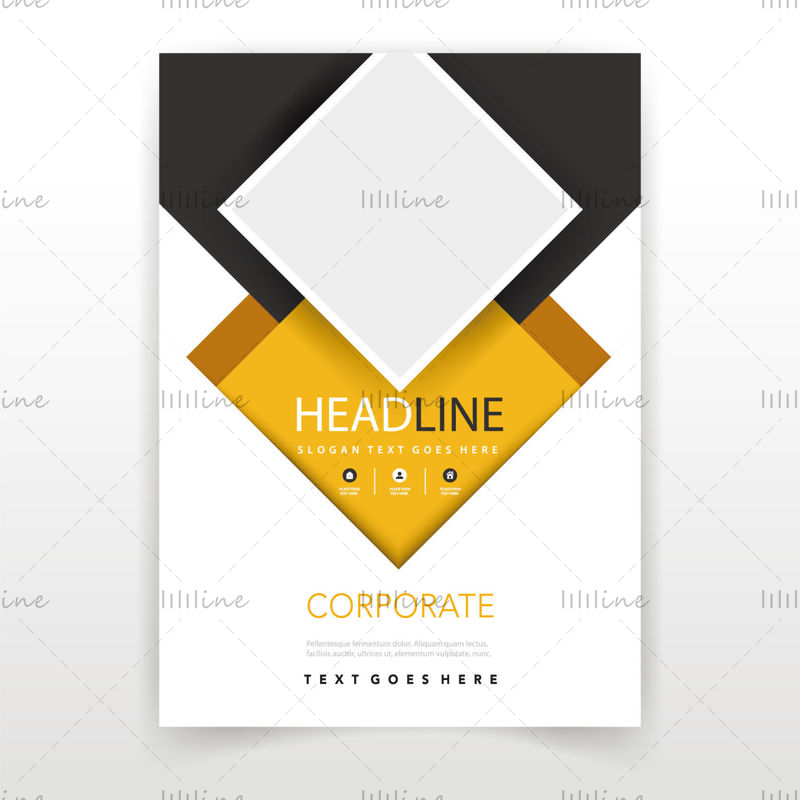 Black yellow geometric cover flyer vector template