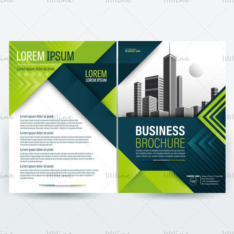 Zöld üzleti prospektus szórólap brosúra poszter vektor sablon