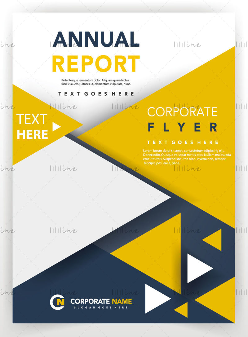 Șablon de vector de design broșură galben flyer