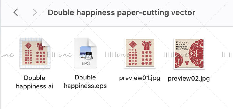 32 kínai papírból kivágott, piros dupla boldogság az újév megünneplésére AI vektor