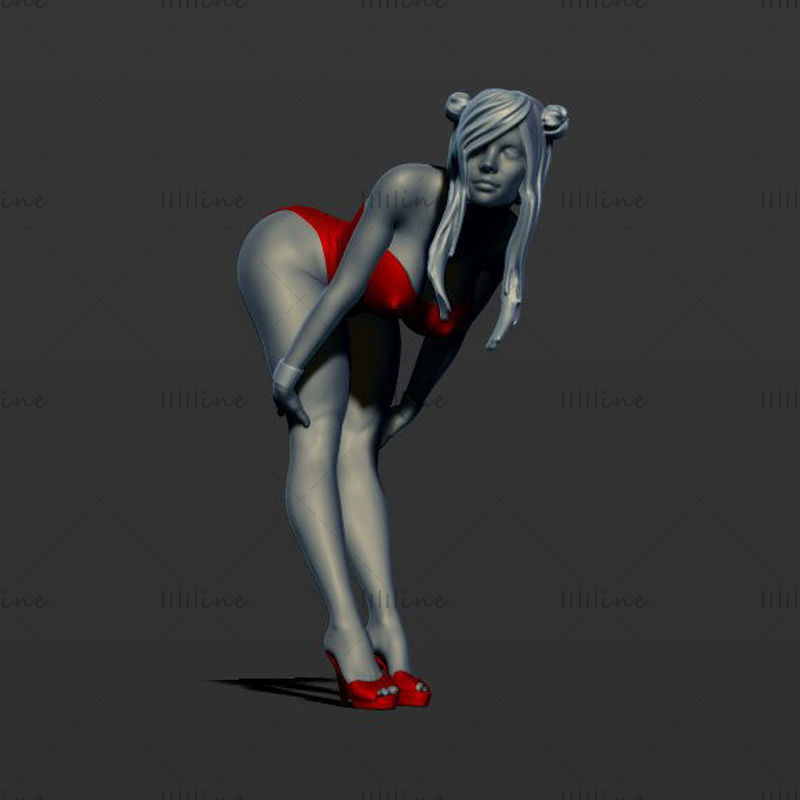 Pretty girl posing 3D model Ready Print