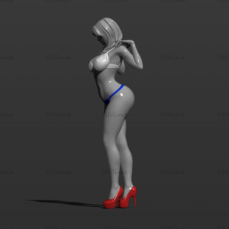 Hübsches Mädchen posiert 3D-Modell Ready Print P4