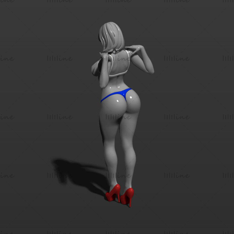 Hübsches Mädchen posiert 3D-Modell Ready Print P4