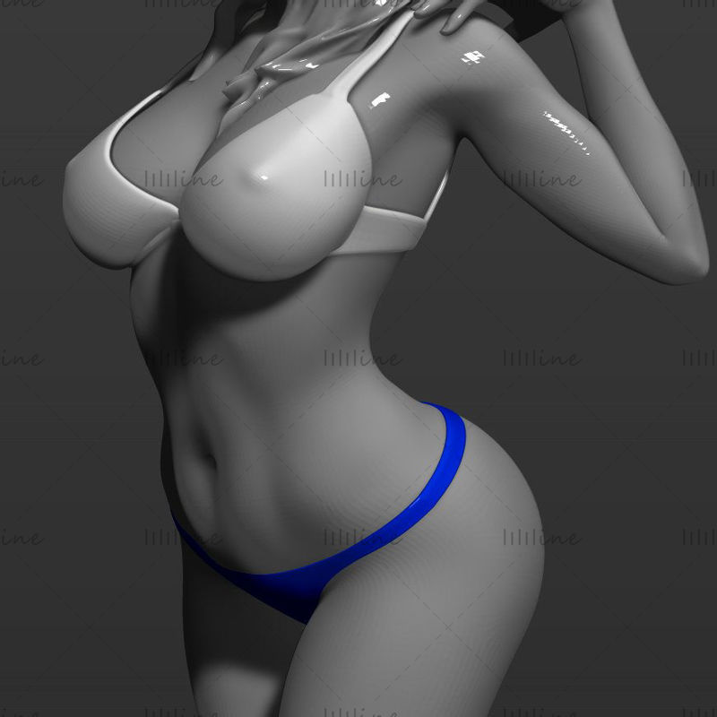 Pretty girl posing 3D model Ready Print P4