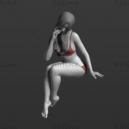 Ülő lány 3D-s modell nyomtatásra kész
