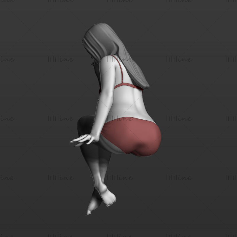 Sitzendes Mädchen 3D-Modell Ready Print