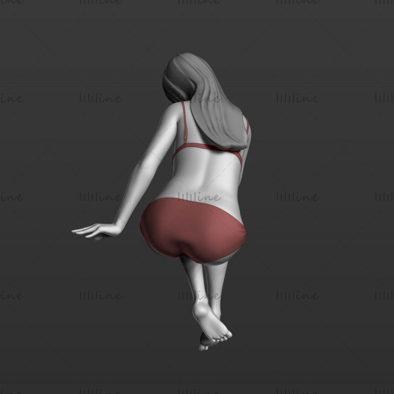 Sitzendes Mädchen 3D-Modell Ready Print