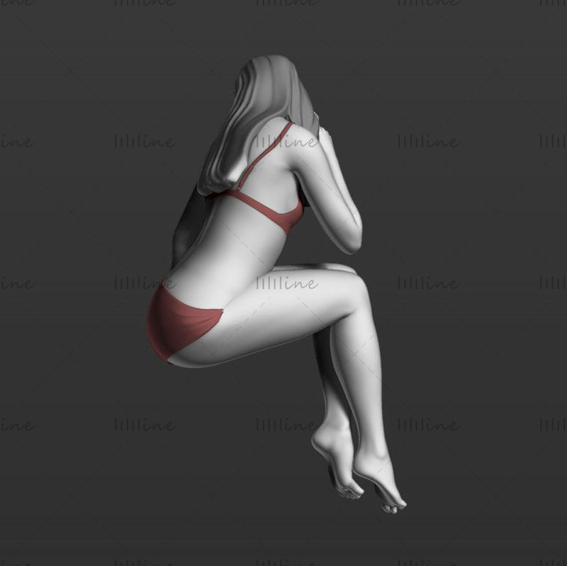 Ülő lány 3D-s modell nyomtatásra kész