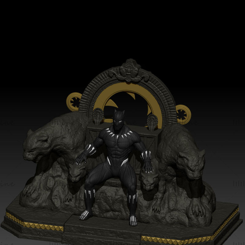 Black Panther on Throne 3D nyomtatási modell