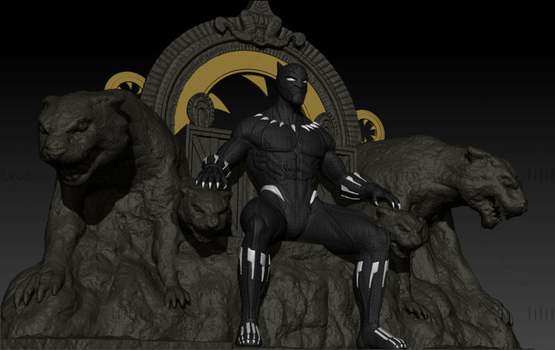 Model de imprimare 3D Pantera Neagră pe Tron