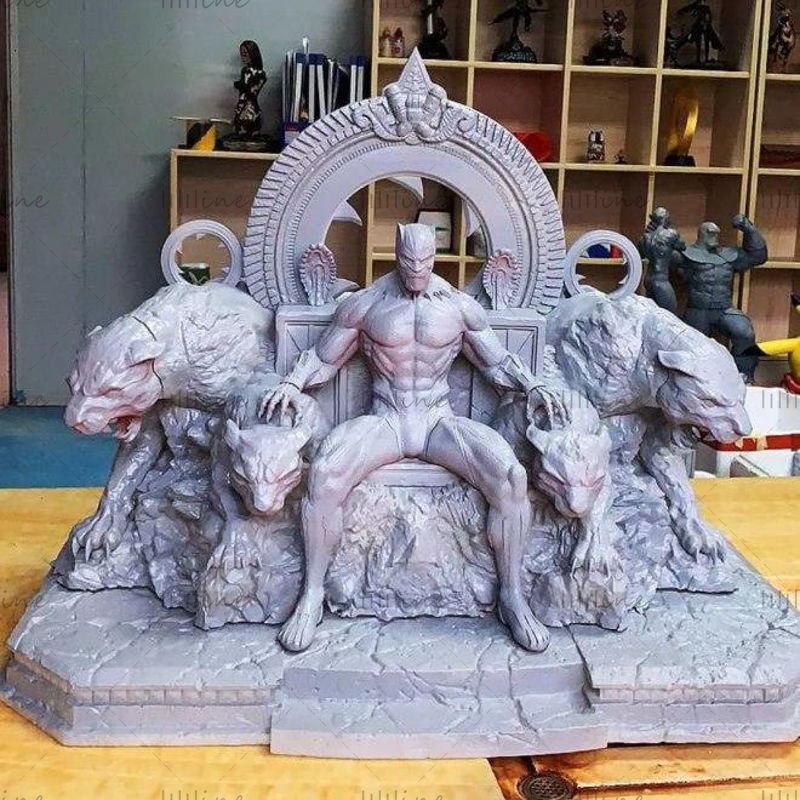 Black Panther on Throne 3D print model
