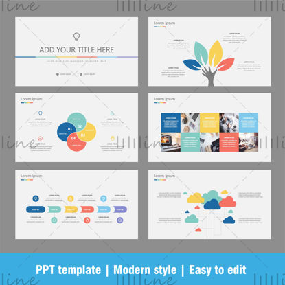 Modern PPT/slides/presentation template Simple fashionable premium style Easily editable 33 pages