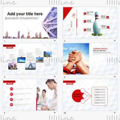 Red city style simple ppt template