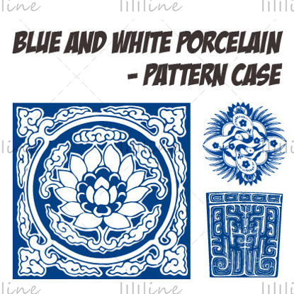 81 Porțelan albastru și alb în stil chinezesc Textura totem cu model clasic chinezesc Material vectorial EPS fără a trage imaginea PNG
