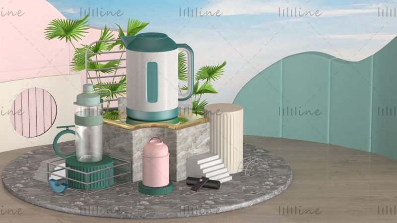 Modelo 3D de hervidor de agua para electrodomésticos pequeños C4D