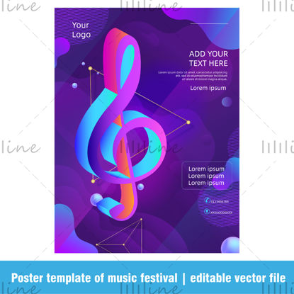 Music festival poster brochure banner ticket template illustrator eps ai