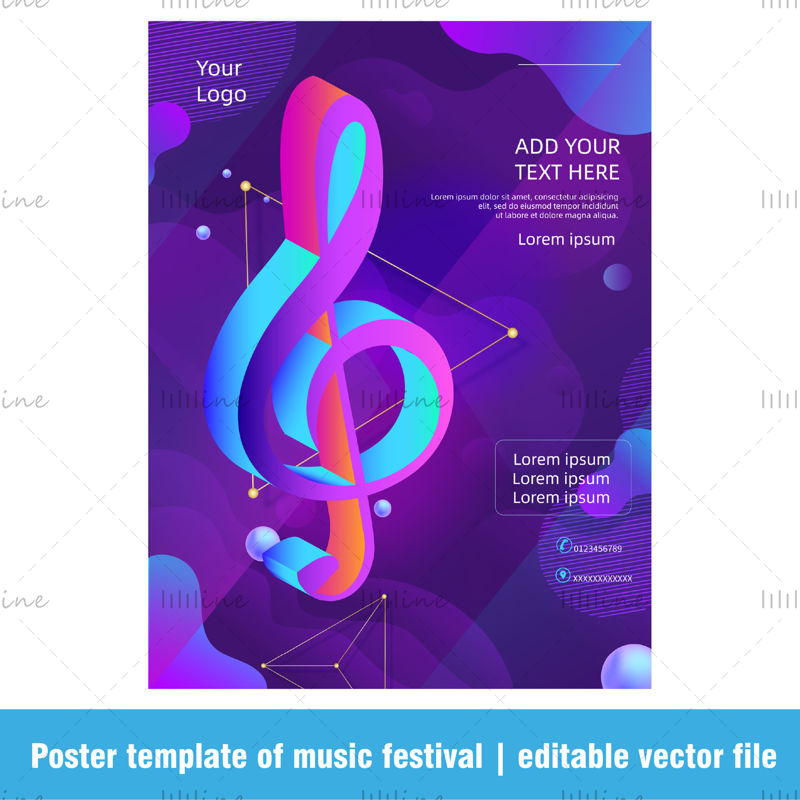 Festivalul de muzică poster broșură banner șablon bilet ilustrator eps ai