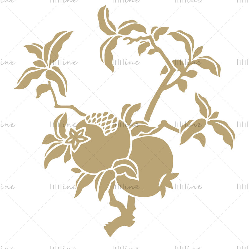 Chinese traditional classical Pomegranate pattern illustrations material PNG