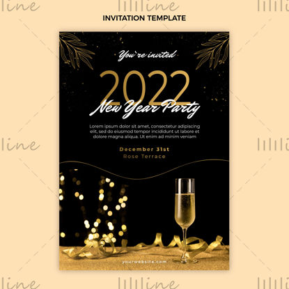 2022 yeni yıl partisi afiş davet vektörü