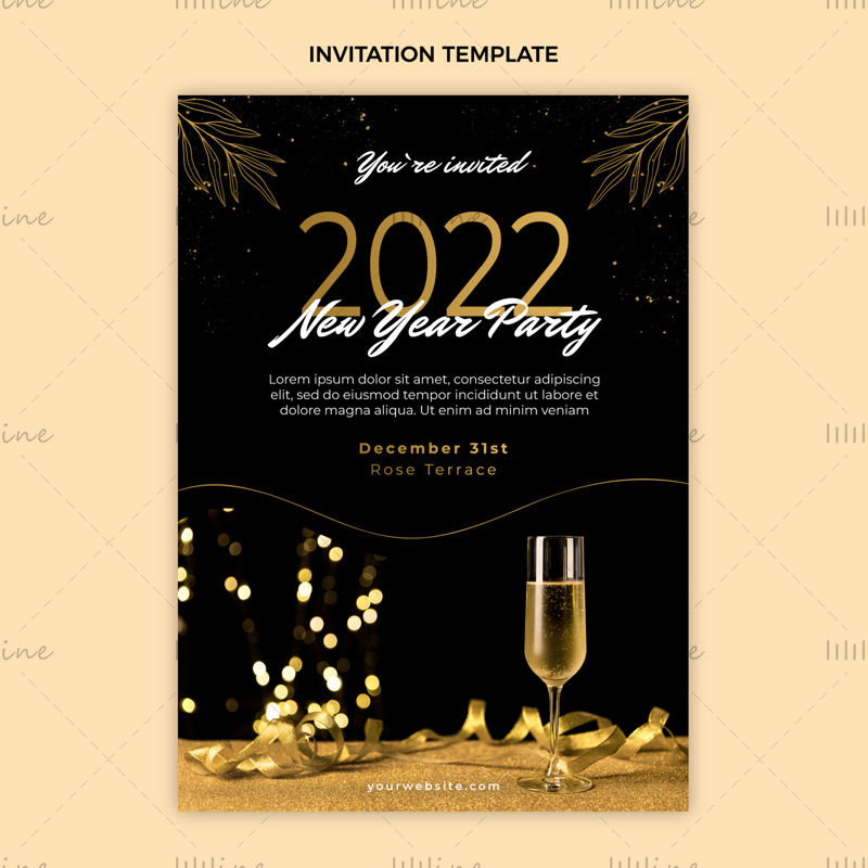 2022 yeni yıl partisi afiş davet vektörü