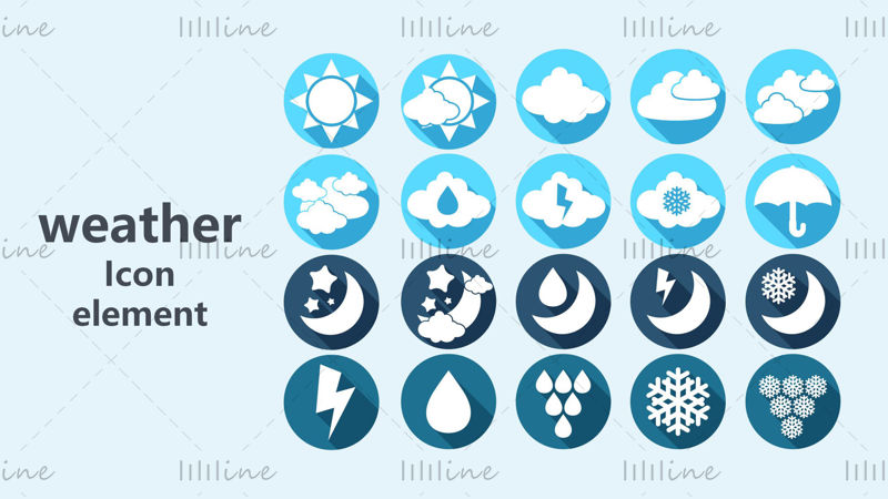 Weather elements color vector icon ppt format combination pptx format