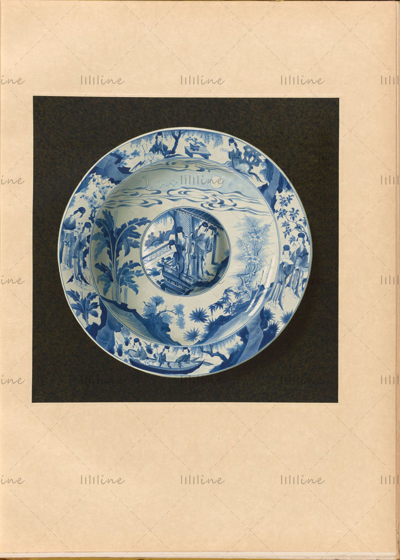 Gammel kinesisk håndmalt blå og hvit keramisk hd-referanse