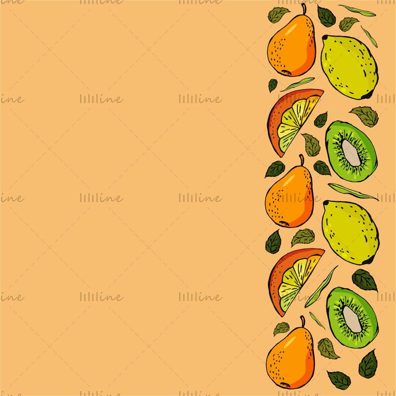 Набор фруктов, векторная иллюстрация, продукт