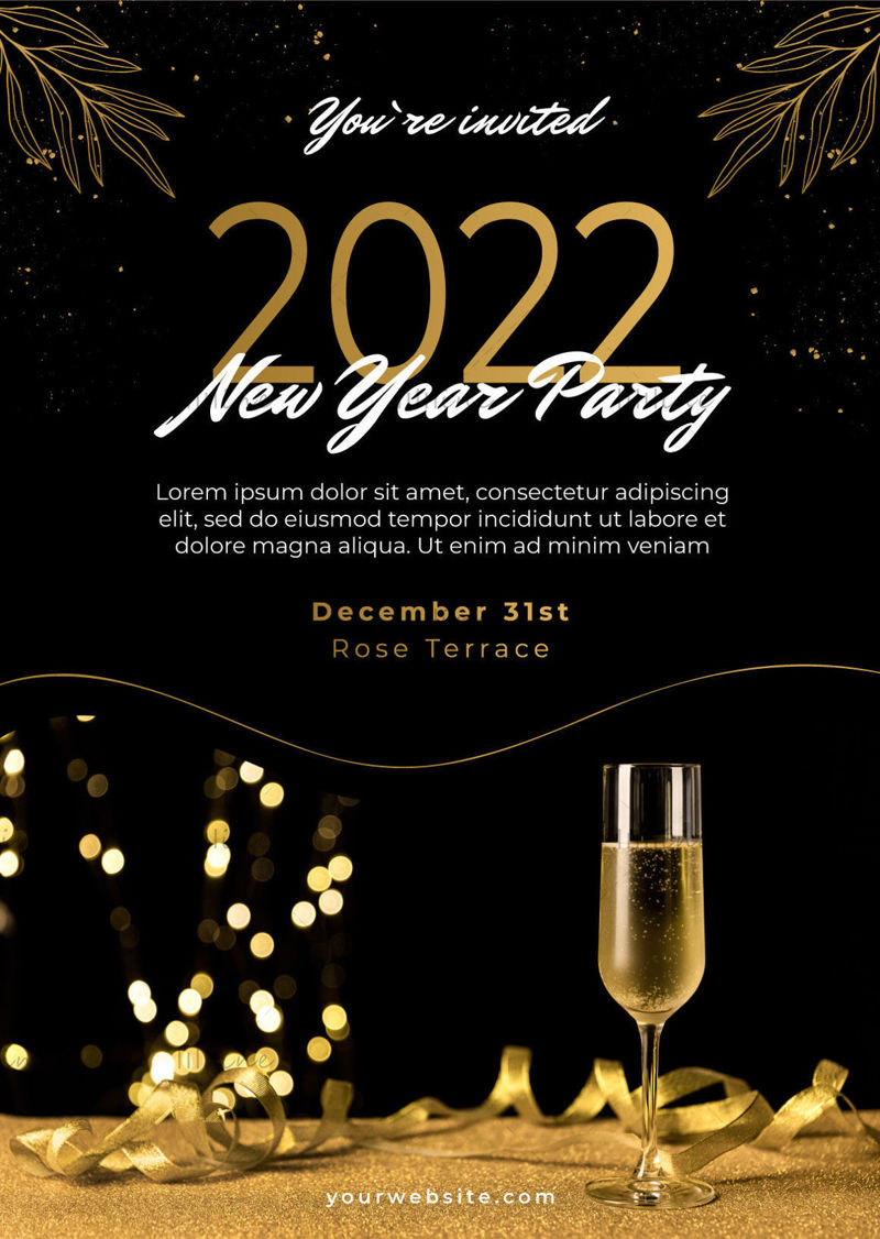 2022 new year party poster invitation vector