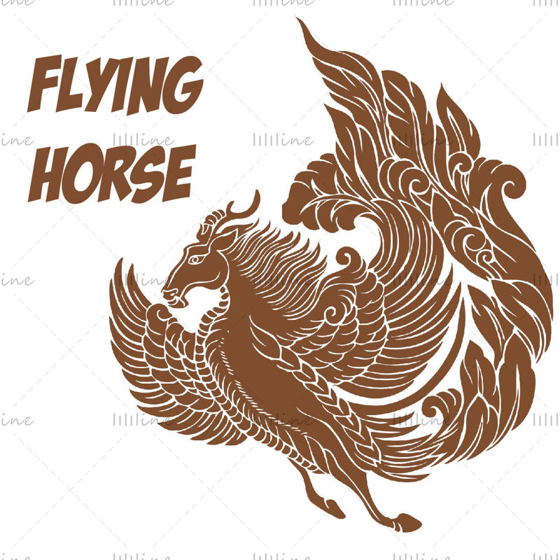 Ancienne bête sacrée chinoise cheval volant image d'illustration PNG