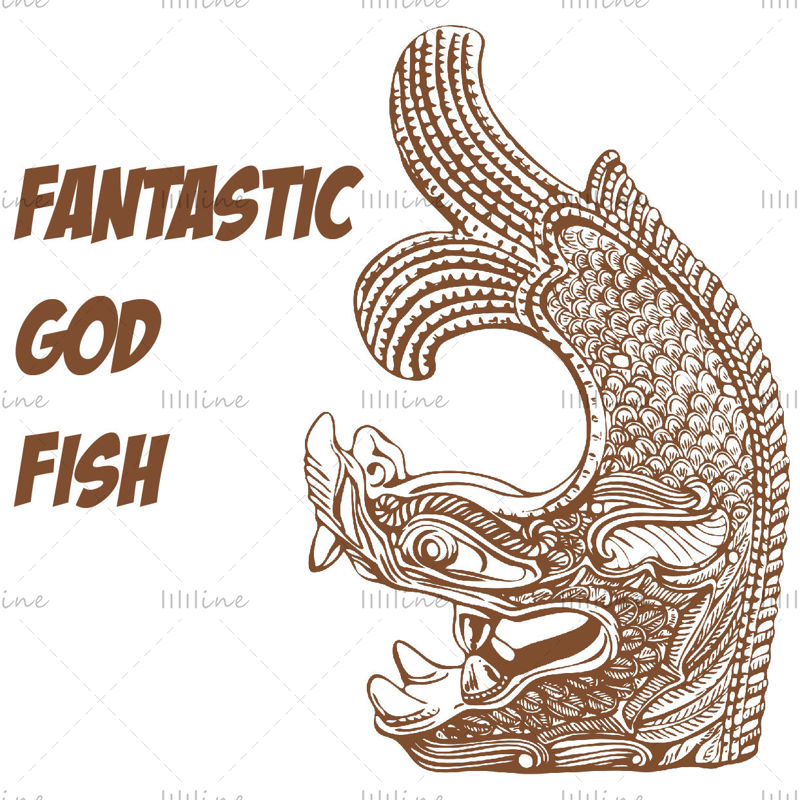 الوحش المقدس الصيني القديم الغريبة الدائمة الأسماك PNG الصورة التوضيح