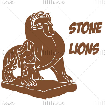 Leu de piatră chinezesc antic care își scoate limba PNG Imagine ilustrativă