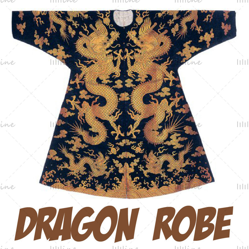 Images de référence de broderie de modèle de robe de robe de dragon d'empereur chinois antique