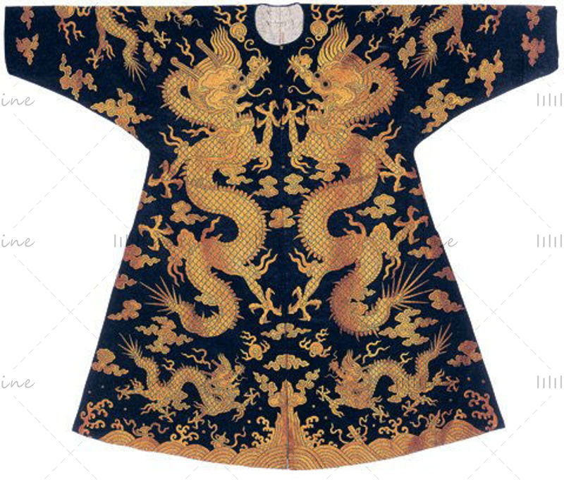 Çin antik imparator ejderha bornoz elbise desen nakış referans resimleri