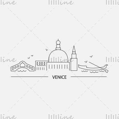 Sanat çizgi stilinde Venedik vektör çizimi