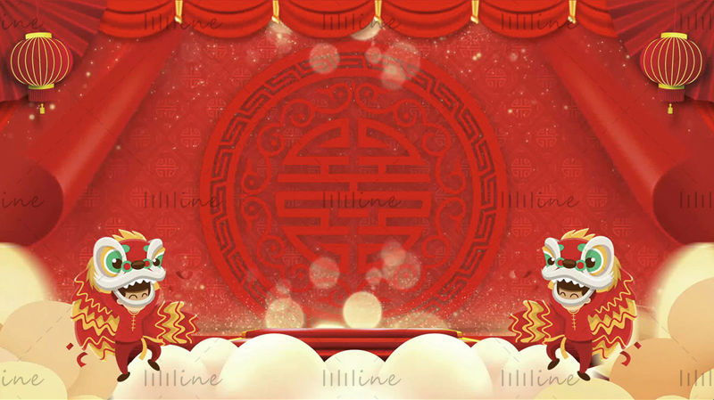 Vídeo de fundo LED chinês do Festival da Primavera do Ano Novo Vermelho