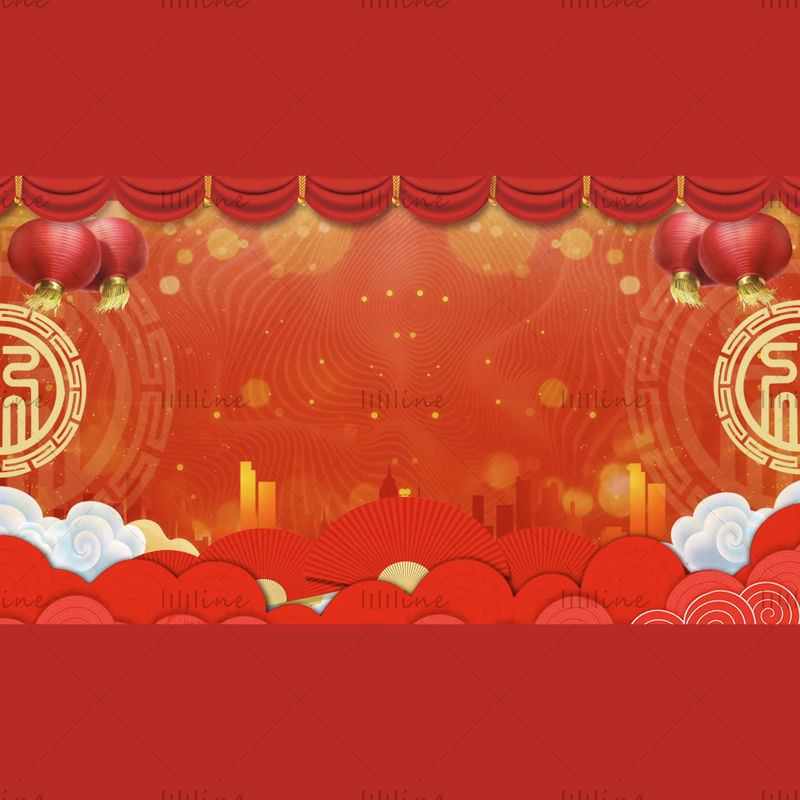 循环红色新年春节LED背景视频