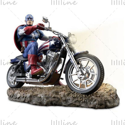 Captain America sur le modèle 3D de moto prêt à imprimer