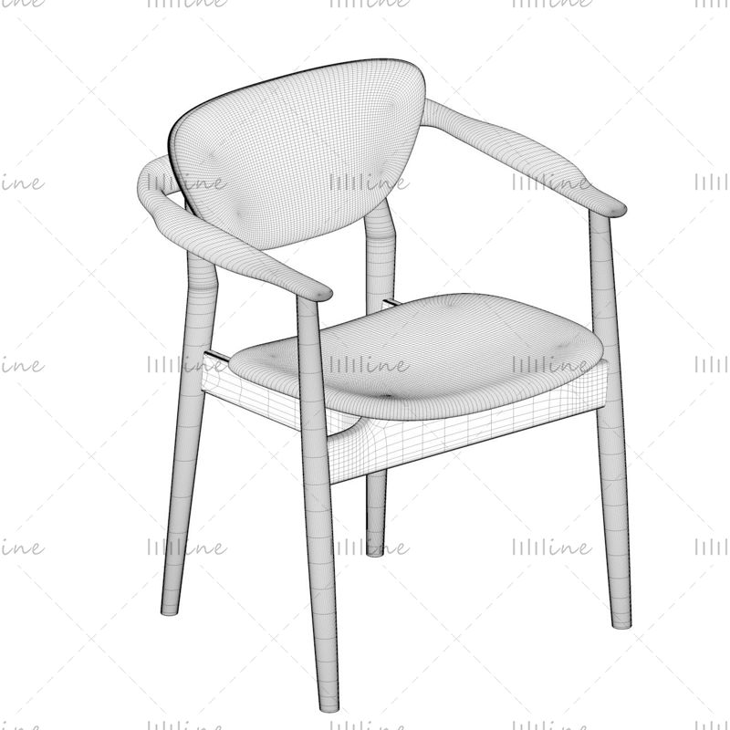 Bőr fa szék 3D modell