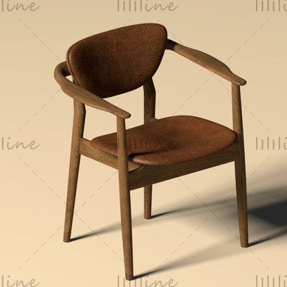 Scaun din piele din lemn model 3d