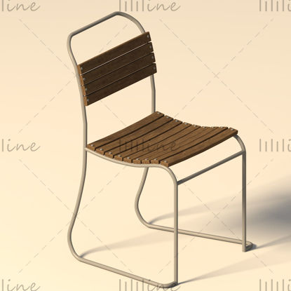 Chaise en métal en bois modèle 3D