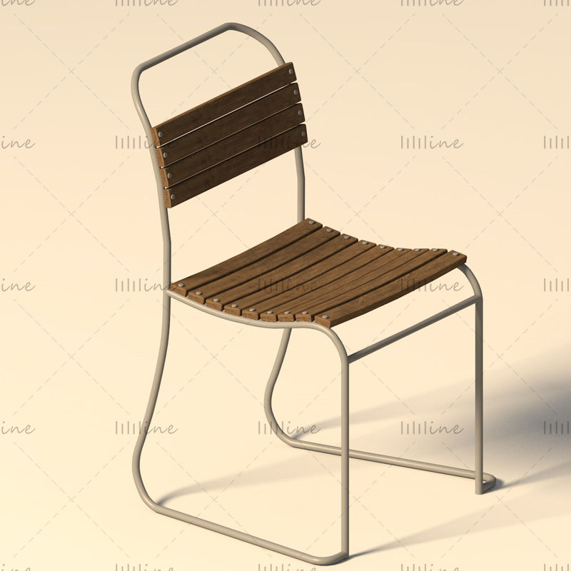 Scaun din lemn metalic model 3d