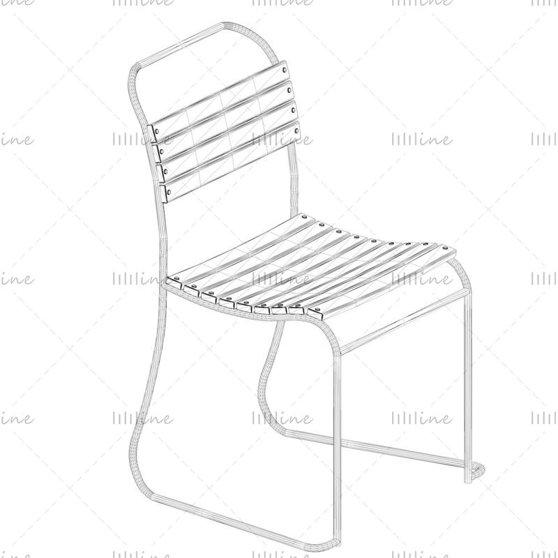 Wooden metal chair 3d model
