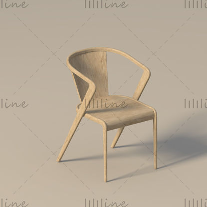 Scaun modern din lemn model 3d