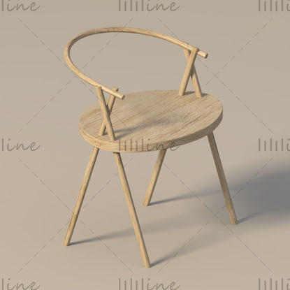 Round wooden chair 3d model