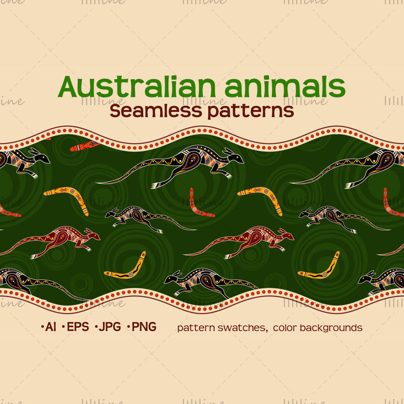 10 Australian animals seamless patterns vector