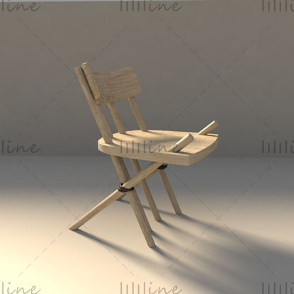 Handmade wooden chair 3d model